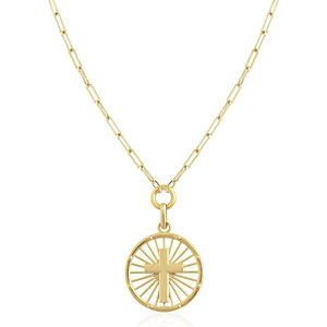 Women 14K Gold Filled Medallion Coin Filled Water and Tarnish Resistant Necklace